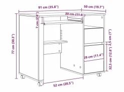 Clicnbuy Escritorio con Ruedas con cajón Madera Vieja 91 x 50 x 77 cm