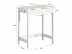 Best Sobuy Escritorio con Un Cajón y 3 Percheros Mesa de Ordenador 60x40x77 cm FWT43-W ES Blanco