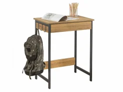 Online Escritorio con Un Cajón y 3 Percheros Mesa de Ordenador de Estilo Industrial 60x40x77 cm FWT43-N ES Mesa De Ordenador