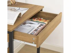 Online Escritorio con Un Cajón y 3 Percheros Mesa de Ordenador de Estilo Industrial 60x40x77 cm FWT43-N ES Mesa De Ordenador