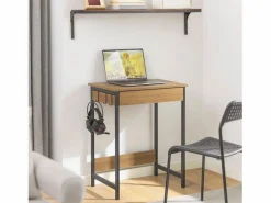 Online Escritorio con Un Cajón y 3 Percheros Mesa de Ordenador de Estilo Industrial 60x40x77 cm FWT43-N ES Mesa De Ordenador