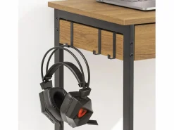 Online Escritorio con Un Cajón y 3 Percheros Mesa de Ordenador de Estilo Industrial 60x40x77 cm FWT43-N ES Mesa De Ordenador
