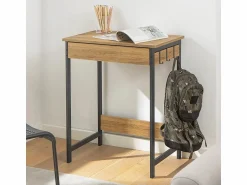 Online Escritorio con Un Cajón y 3 Percheros Mesa de Ordenador de Estilo Industrial 60x40x77 cm FWT43-N ES Mesa De Ordenador