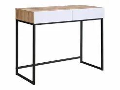 Vente-unique Escritorio consola con 2 cajones, blanco y natural - CEVANIA