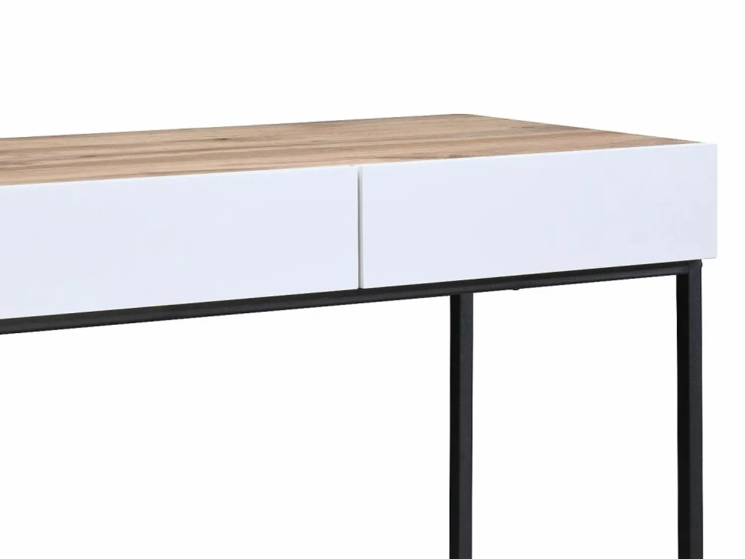 Vente-unique Escritorio consola con 2 cajones, blanco y natural - CEVANIA