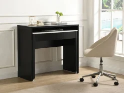 New Escritorio consola extensible con 2 cajones negro y efecto mármol blanco - LOAVIA Consola Escritorio|Consola
