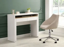 Vente-unique Escritorio consola extensible con 2 cajones en color blanco y natural - LOAVIA