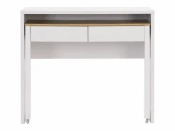 Vente-unique Escritorio consola extensible con 2 cajones en color blanco y natural - LOAVIA