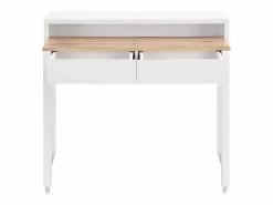 Vente-unique Escritorio consola extensible con 2 cajones en color blanco y natural - LOAVIA