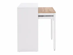 Vente-unique Escritorio consola extensible con 2 cajones en color blanco y natural - LOAVIA