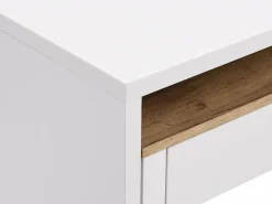 Vente-unique Escritorio consola extensible con 2 cajones en color blanco y natural - LOAVIA