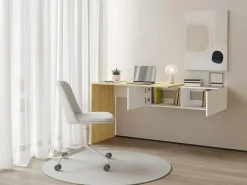 Online Escritorio consola flotante con 2 armarios color natural y blanco - MOLAWA Consola Escritorio|Consola
