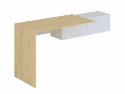 Online Escritorio consola flotante con 2 armarios color natural y blanco - MOLAWA Consola Escritorio|Consola