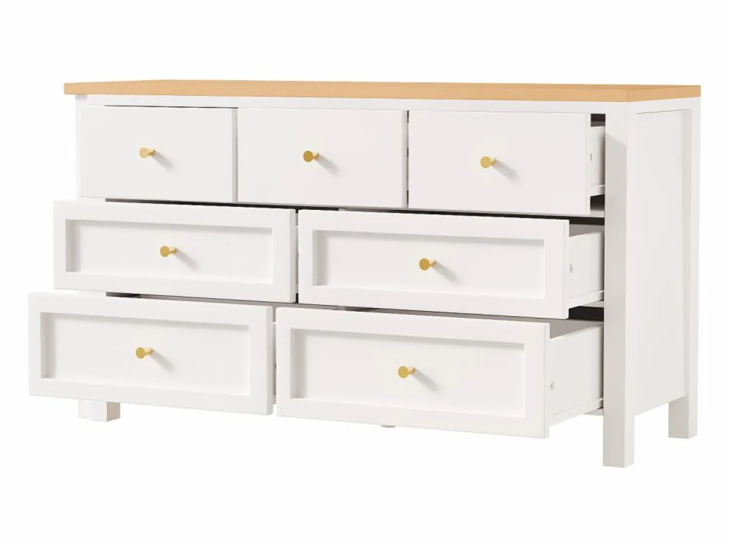 Best ModernLuxe Escritorio de esquina 120×40×70 cm - con 7 cajones - diseño 2 en 1 - tablero giratorio 360° - certificado FSC - + natural Blanco