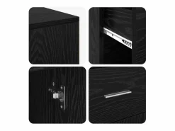 New Clicnbuy Escritorio de Esquina con cajón Roble 102 x 50 x 75 cm Negro