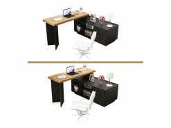 Hot Escritorio de esquina con caseta para mascotas integrada – 120x50 cm, MDF, flexible, diseño en L o lineal, y roble (120x50x72 cm) Negro
