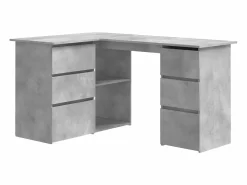 Clicnbuy Escritorio de esquina contrachapada hormigón 145x100x76 cm