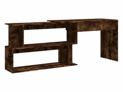Clicnbuy Escritorio de esquina contrachapada roble ahumado 200x50x76 cm Marru00f3n