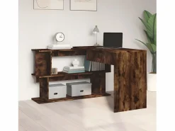 Clicnbuy Escritorio de esquina contrachapada roble ahumado 200x50x76 cm Marru00f3n