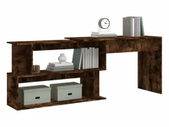 Clicnbuy Escritorio de esquina contrachapada roble ahumado 200x50x76 cm Marru00f3n
