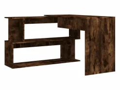 Clicnbuy Escritorio de esquina contrachapada roble ahumado 200x50x76 cm Marru00f3n