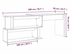 Clicnbuy Escritorio de esquina contrachapada roble ahumado 200x50x76 cm Marru00f3n