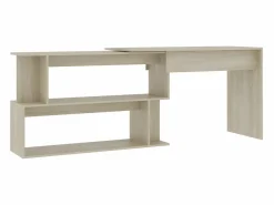 Clicnbuy Escritorio de esquina contrachapada color roble 200x50x76 cm