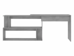 Clicnbuy Escritorio de esquina contrachapada hormigón 200x50x76 cm