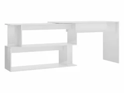 Outlet Clicnbuy Escritorio de esquina contrachapada brillo 200x50x76 cm Blanco