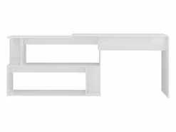 Outlet Clicnbuy Escritorio de esquina contrachapada brillo 200x50x76 cm Blanco