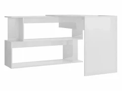 Outlet Clicnbuy Escritorio de esquina contrachapada brillo 200x50x76 cm Blanco