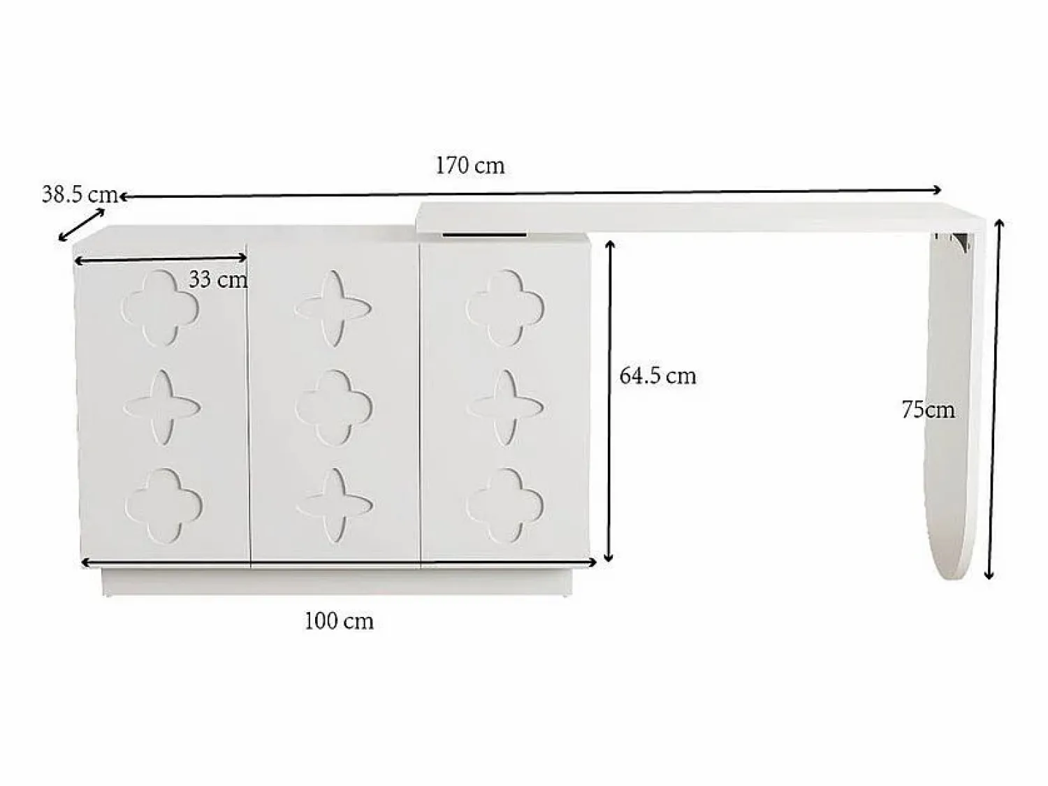 Best Escritorio de esquina extensible - con 3 puertas en MDF - función giratoria - - 110x40x75cm Mesa De Ordenador