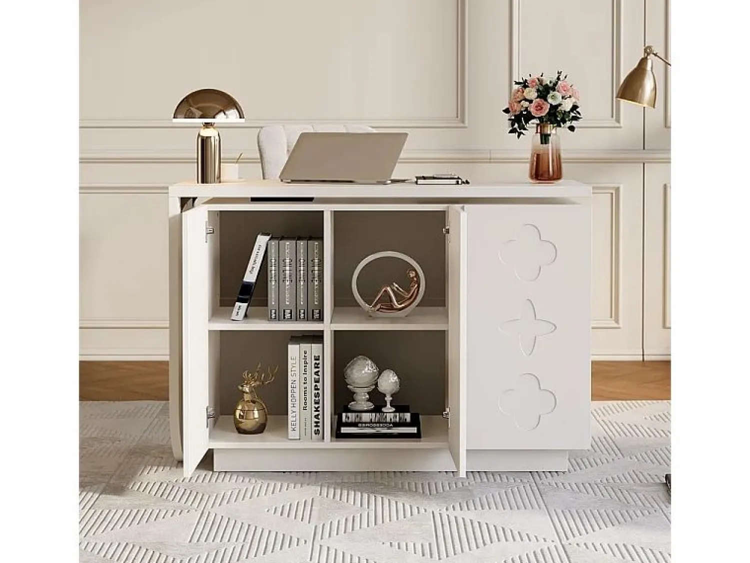 Best Escritorio de esquina extensible - con 3 puertas en MDF - función giratoria - - 110x40x75cm Mesa De Ordenador