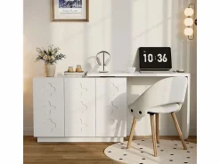 Best Escritorio de esquina extensible - con 3 puertas en MDF - función giratoria - - 110x40x75cm Mesa De Ordenador