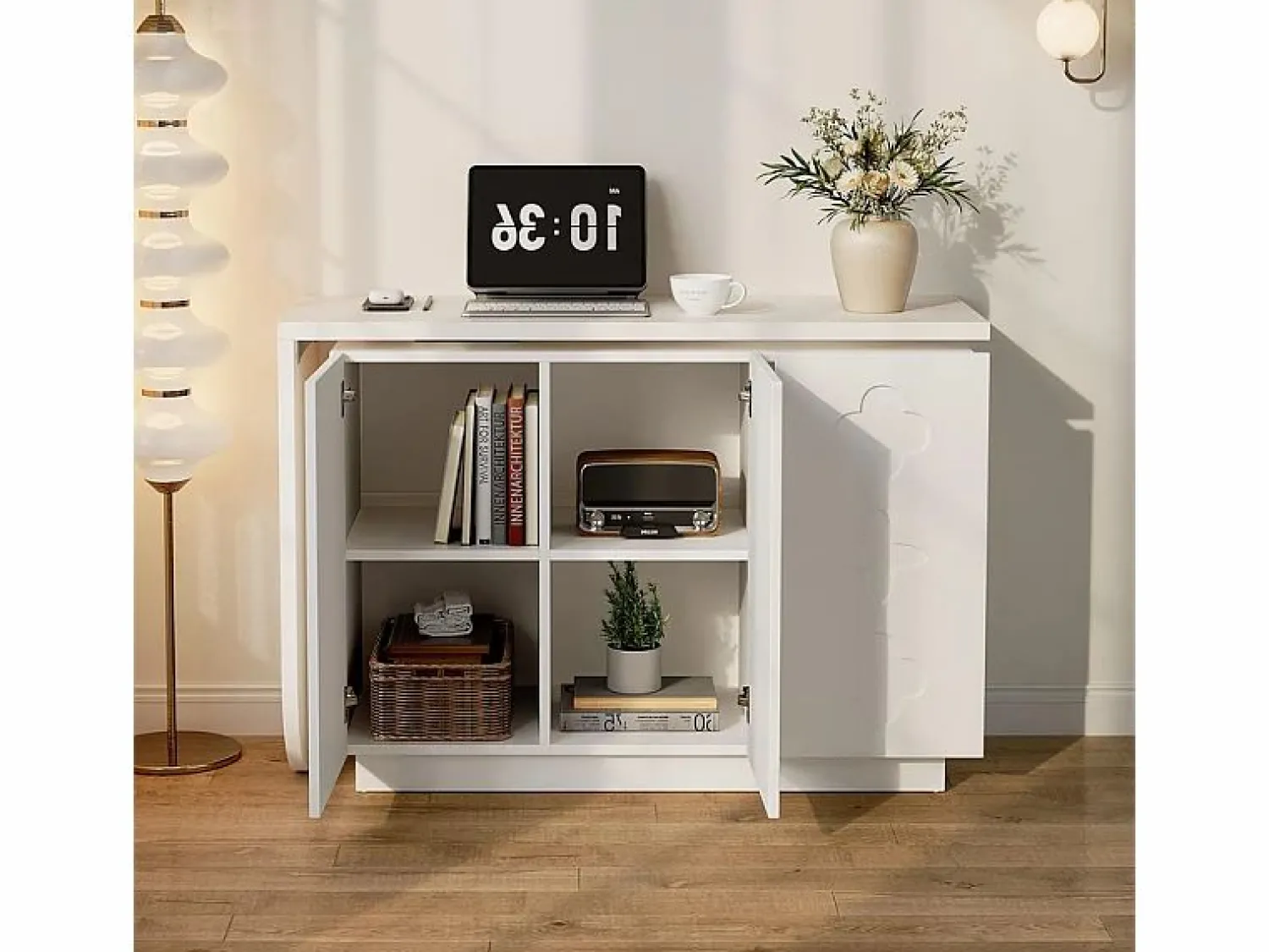 Best Escritorio de esquina extensible - con 3 puertas en MDF - función giratoria - - 110x40x75cm Mesa De Ordenador