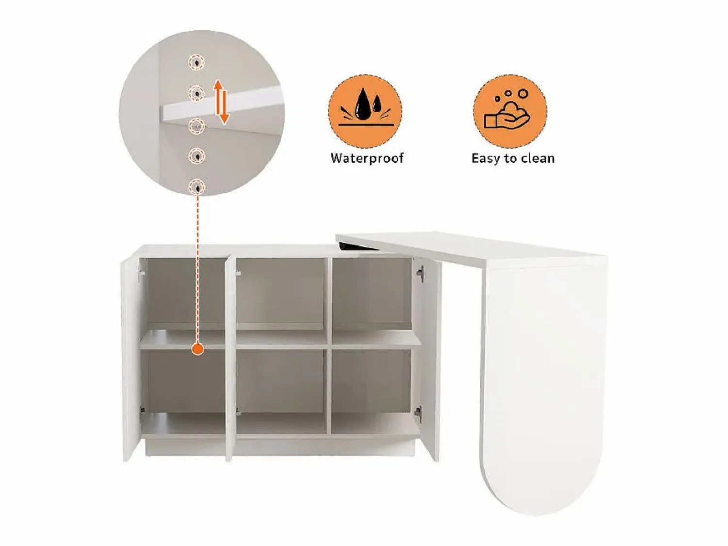 Best Escritorio de esquina extensible - con 3 puertas en MDF - función giratoria - - 110x40x75cm Mesa De Ordenador