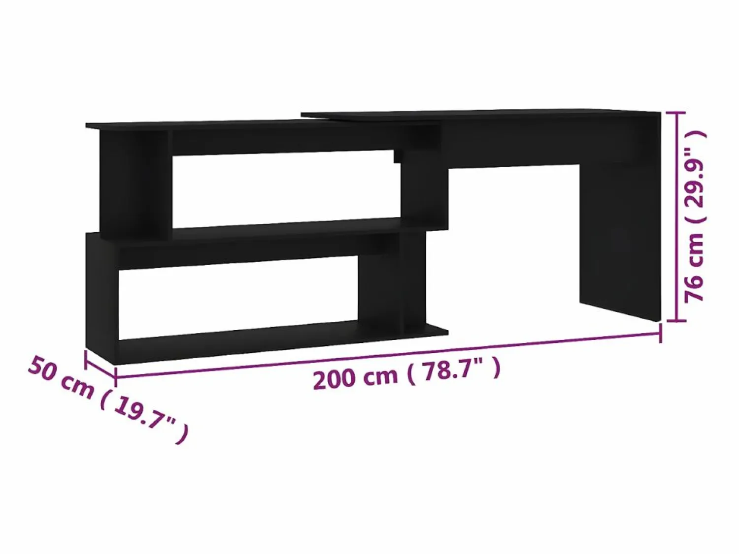 Clicnbuy Escritorio de esquina madera contrachapada 200x50x76 cm