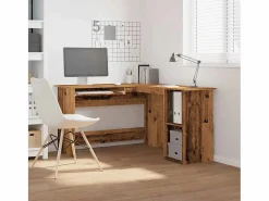 Clicnbuy Escritorio de esquina madera contrachapada madera vieja