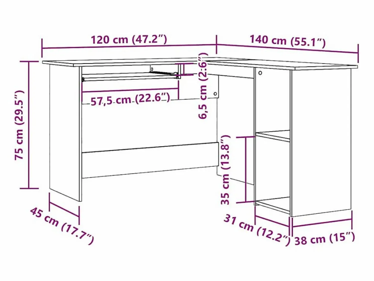 Clicnbuy Escritorio de esquina madera contrachapada madera vieja