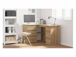 Best Clicnbuy Escritorio de esquina madera contrachapada 145x100x76 cm Marru00f3n