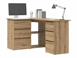 Best Clicnbuy Escritorio de esquina madera contrachapada 145x100x76 cm Marru00f3n