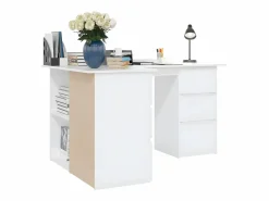 Hot Clicnbuy Escritorio de esquina madera contrachapada 145x100x76 cm Blanco