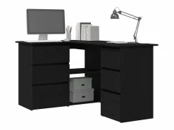 New Clicnbuy Escritorio de Esquina Roble 145 x 100 x 76 cm Negro