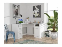 Escritorio de esquina TOLEDE con 1 puerta y 4 cajones - - L 125 x P 125 x H 75 cm