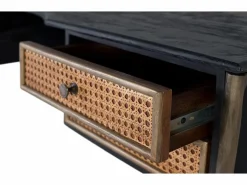 Clearance Giner y colomer Escritorio de madera de mango con cajones de rejilla Negro