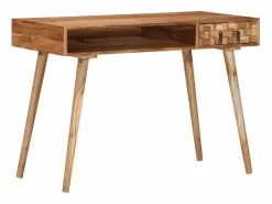 Clicnbuy Escritorio de madera maciza de acacia 115x50x76 cm