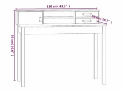 Clicnbuy Escritorio de madera maciza de pino 110x50x93 cm