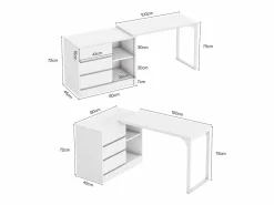 Escritorio de oficina en forma de L con cajones y estanterías, escritorio de esquina reversible Mesa De Ordenador