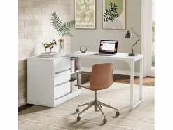 Escritorio de oficina en forma de L con cajones y estanterías, escritorio de esquina reversible Mesa De Ordenador