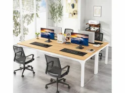 Clearance Tribesigns Escritorio de oficina en casa para 2 personas, escritorio de computadora extra largo de 200 cm, estación de trabajo doble para oficina en casa Beige